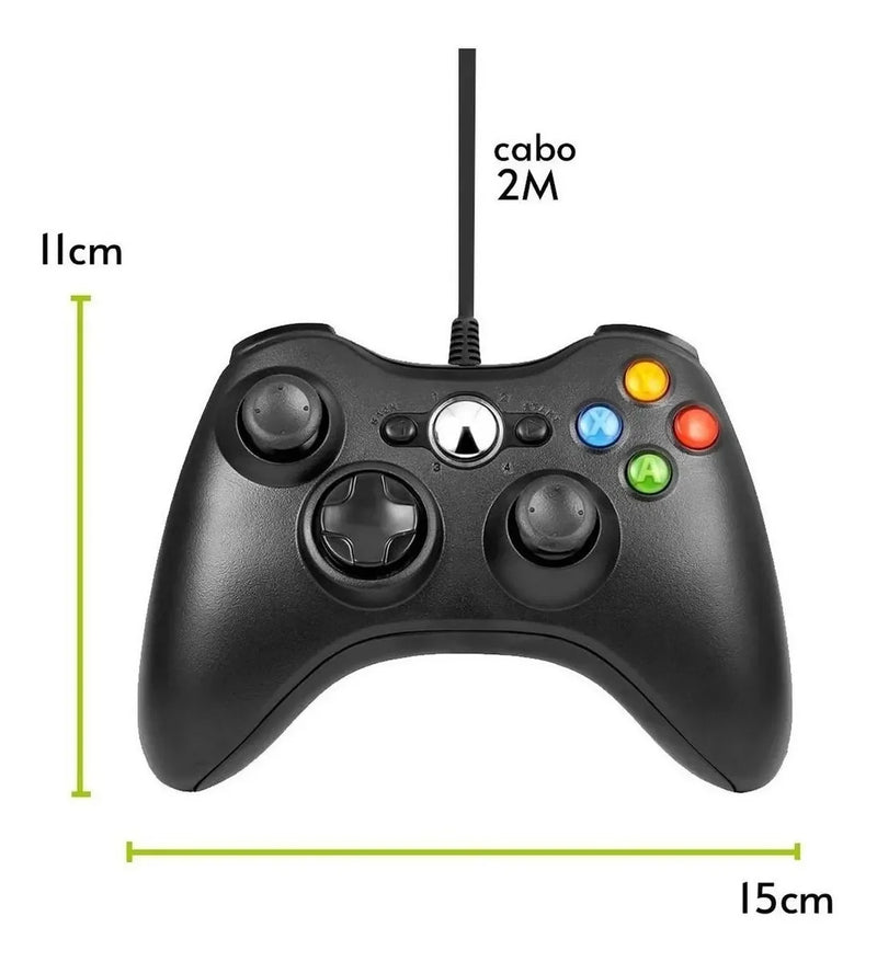 Controle De Xbox 360 Com Fio Para Video Game e PC/ Fat E Pc Joystick