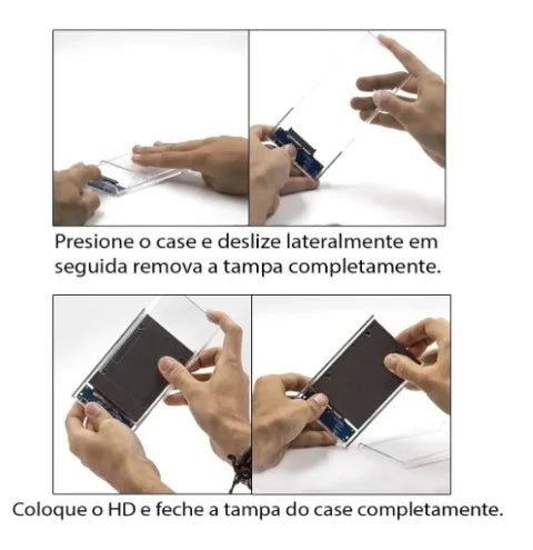 Case Externo Transparente USB 3.0 para HD/SSD SATA 6Gbps