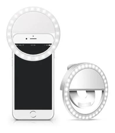 Mini Ring Light de LED para Selfie com 3 Níveis de Iluminação