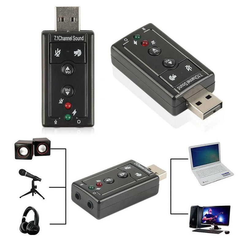 Placa de Som Externa USB 7.1