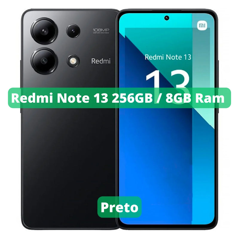 Xiaomi Redmi Note 13 Versão Global Smartphone 4G , ROM Global , Câmera 108MP , Carregador 33W