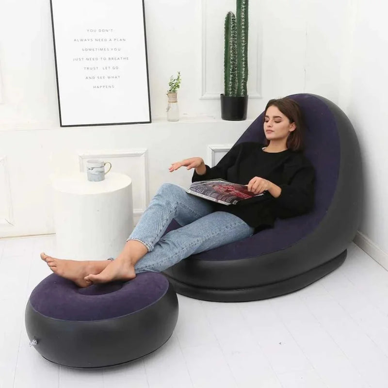 Sofá Inflável Anatômico com Almofada e Bomba de Ar – Praticidade, Conforto e Estilo em Qualquer Lugar!