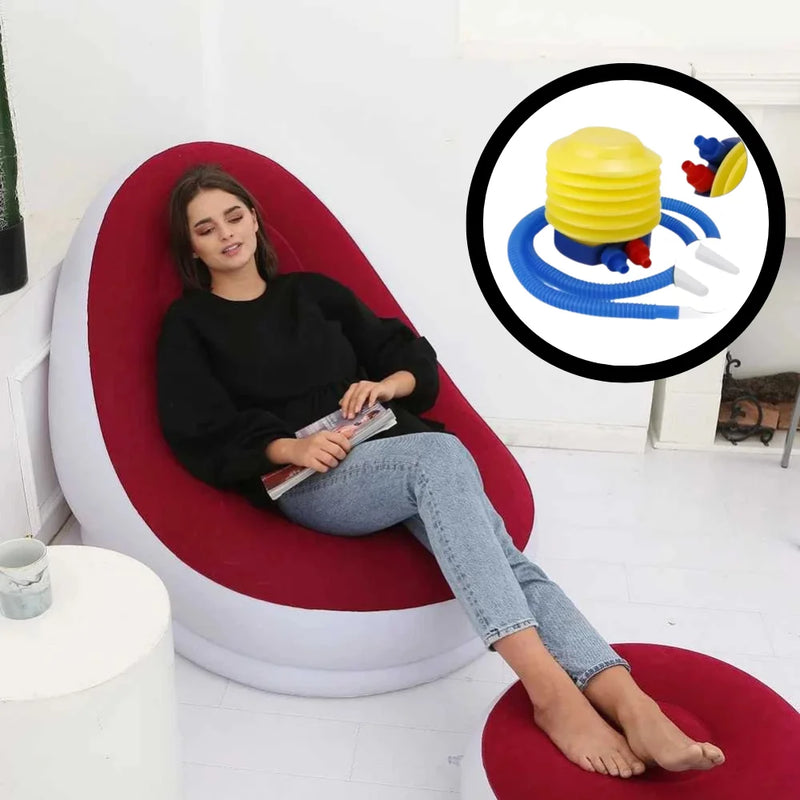 Sofá Inflável Anatômico com Almofada e Bomba de Ar – Praticidade, Conforto e Estilo em Qualquer Lugar!