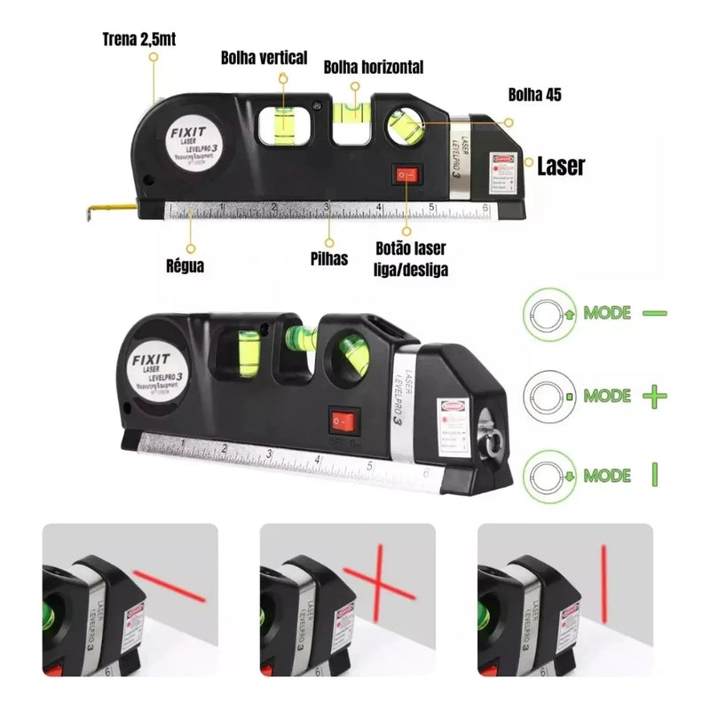 Nível a Laser Profissional com Trena Pro3