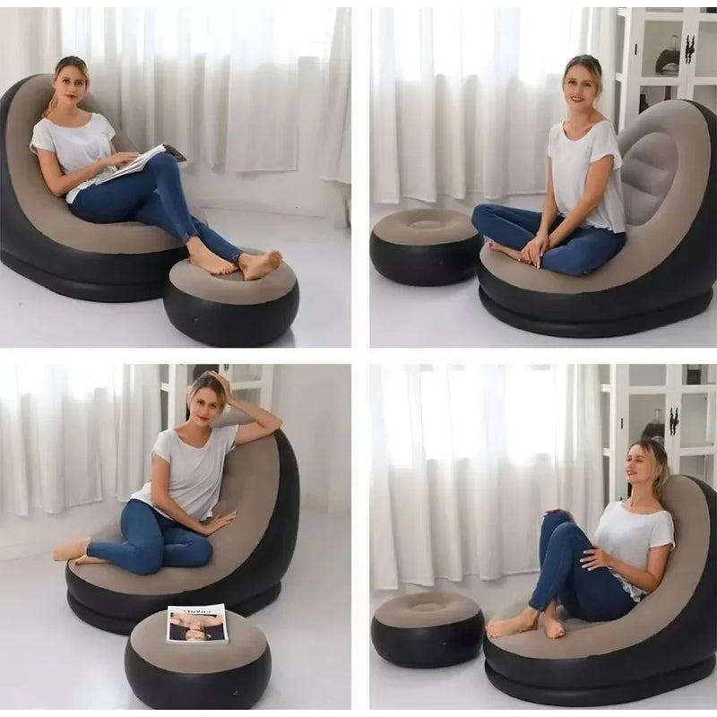 Sofá Inflável Anatômico com Almofada e Bomba de Ar – Praticidade, Conforto e Estilo em Qualquer Lugar!