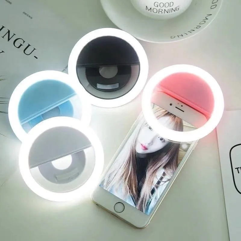 Mini Ring Light de LED para Selfie com 3 Níveis de Iluminação