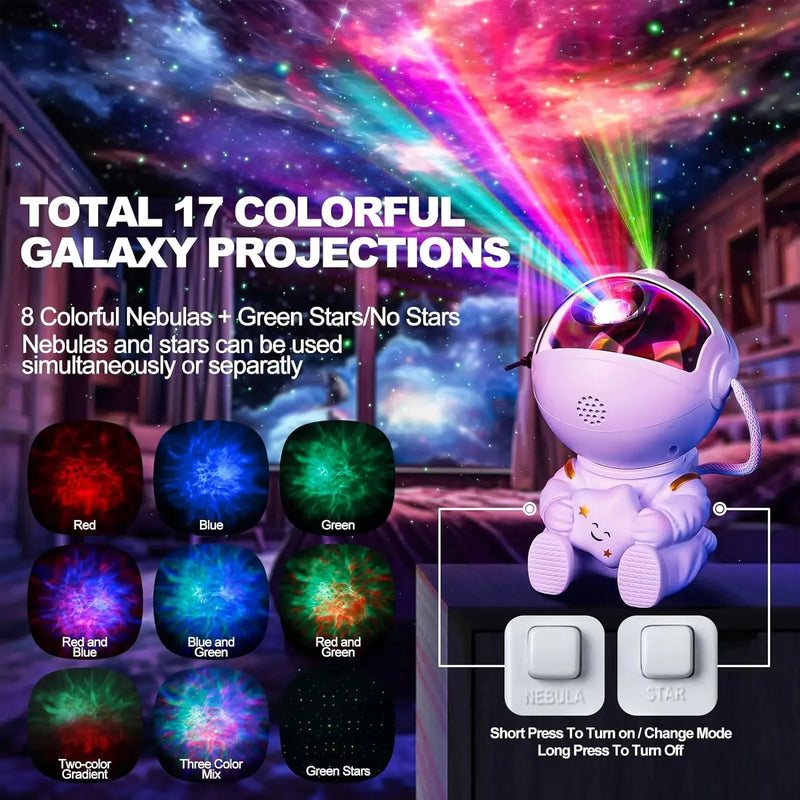 Robô Projetor Astronauta Galáxia LED