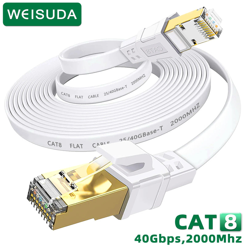 Cabo Ethernet Cat 8 Weisuda Hyper Speed 40Gbps Blindado