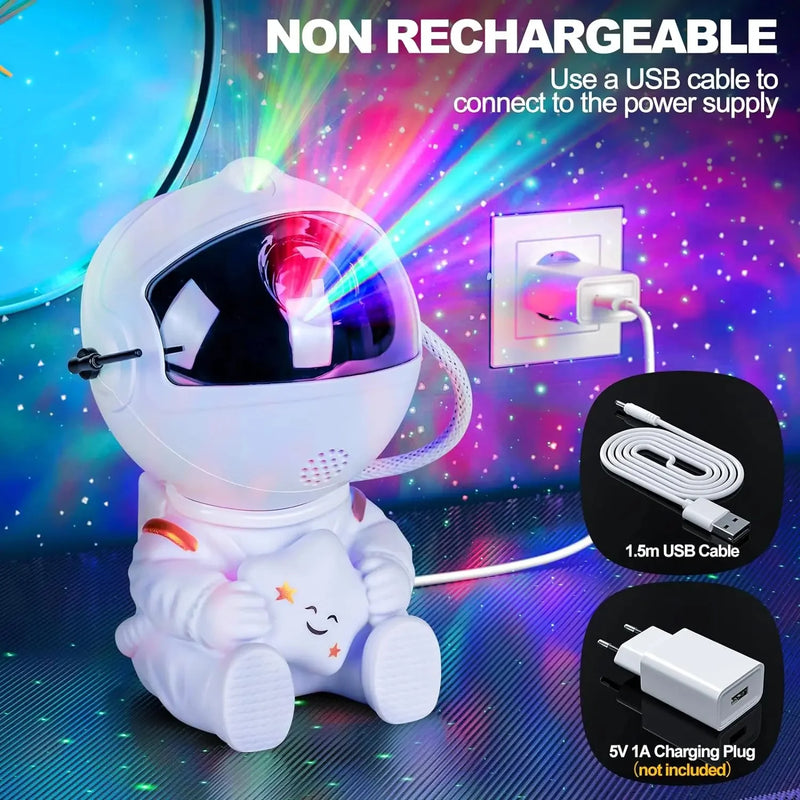 Robô Projetor Astronauta Galáxia LED