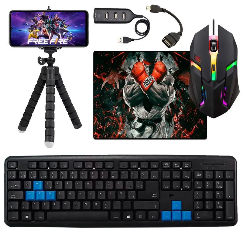 Kit Mobilador Para Celular Completo Varios Modelos Teclado Mouse Gamer  Mouse Pad Hub Tripe