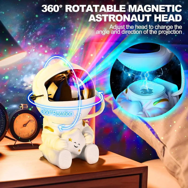 Robô Projetor Astronauta Galáxia LED