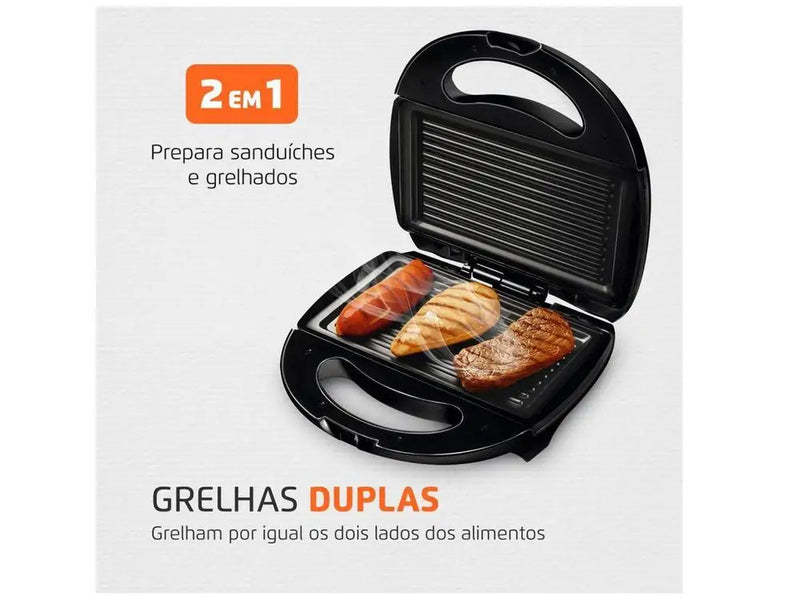 Sanduicheira e Grill Mondial FFast S-12 2 em 1Fast Grill S-12 Black 750W - 220V