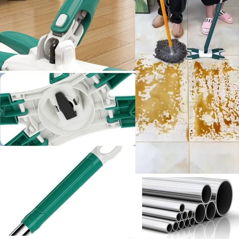 Esfregão Giratório Lava E Seca Torção Microfibra Multiuso Limpeza de Piso Cozinha Limpa Rodo Mágico 360° Com Refil