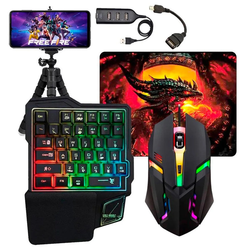 Kit Mobilador Para Celular Completo Varios Modelos Teclado Mouse Gamer  Mouse Pad Hub Tripe