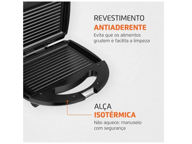 Sanduicheira e Grill Mondial FFast S-12 2 em 1Fast Grill S-12 Black 750W - 220V
