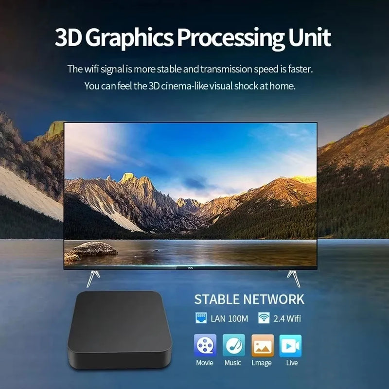 Conversor de TV Inteligente Digital Smart TV Box 4K 5G Android Dual WiFi Media Player Set Top Box Smart TV Box